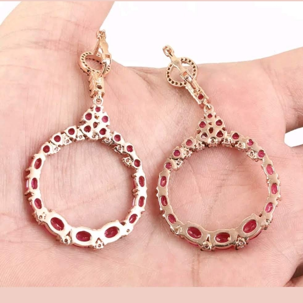 Wreaths of rubies & sapphire earrings - Picture 3 of 6